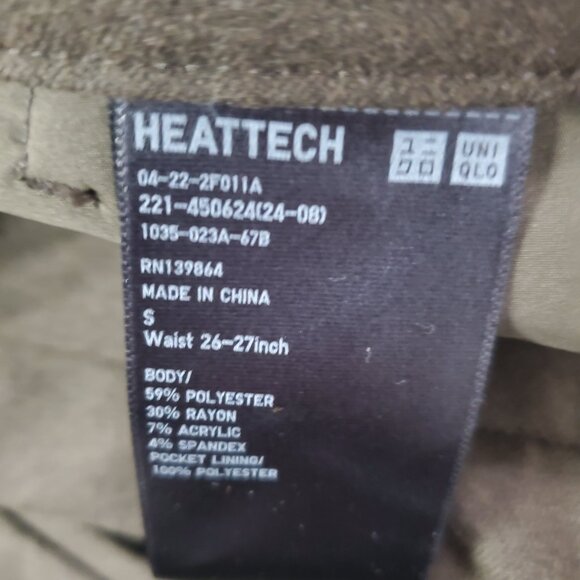 Uniqlo Heattech Pleated Olive Green Pants | Small - Picture 4 of 4
